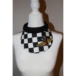 Vintage Indianapolis Motor Speedway Checkered Sun Visor Hat Indy 500 Racing Logo
